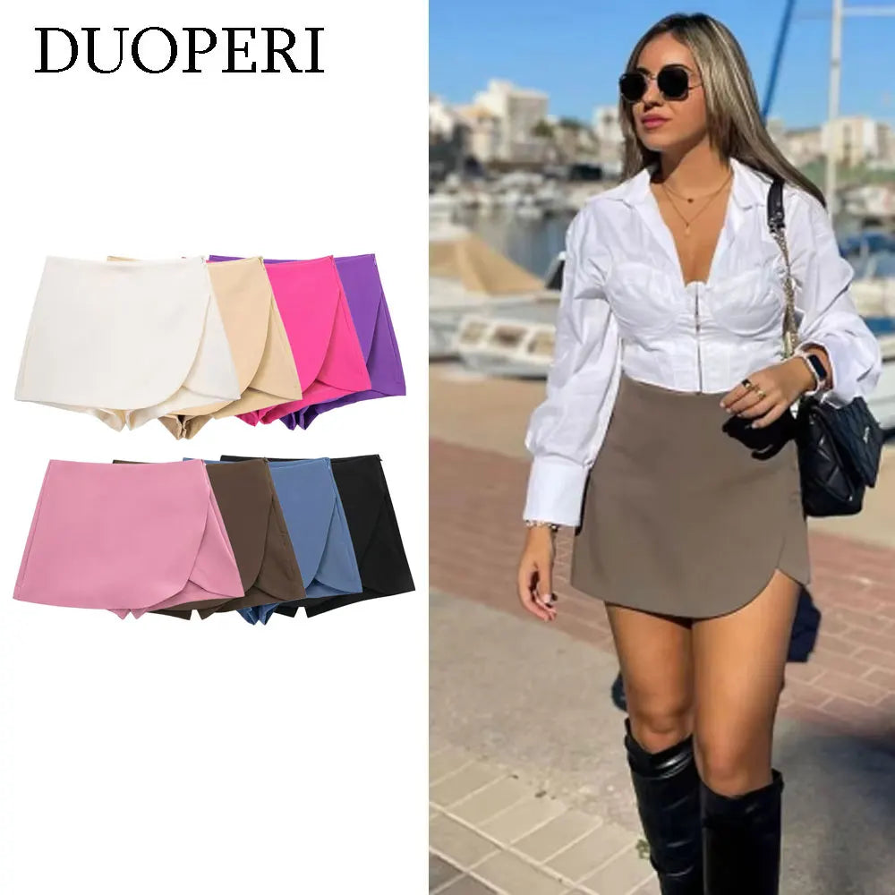DUOPERI Women's Asymmetric Skirt-Style Shorts – Chic, Elegant & Casual Skorts for Stylish Ladies
