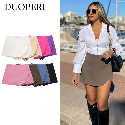 DUOPERI Women's Asymmetric Skirt-Style Shorts – Chic, Elegant & Casual Skorts for Stylish Ladies