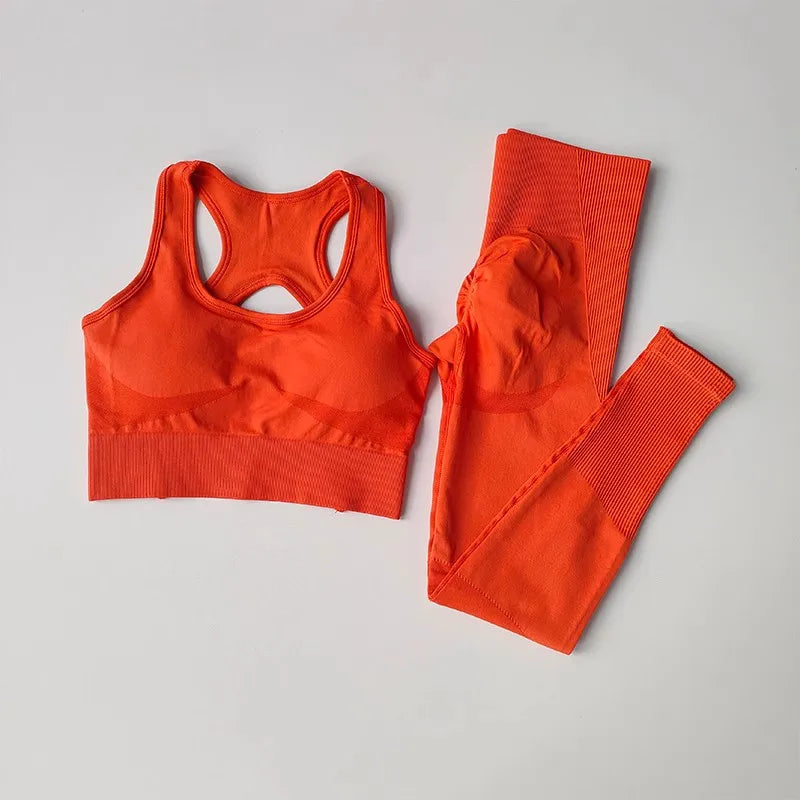 Seamless High Waist Leggings & Sports Bra Set – Women's Yoga, Gym, Workout Tracksuit Outfit