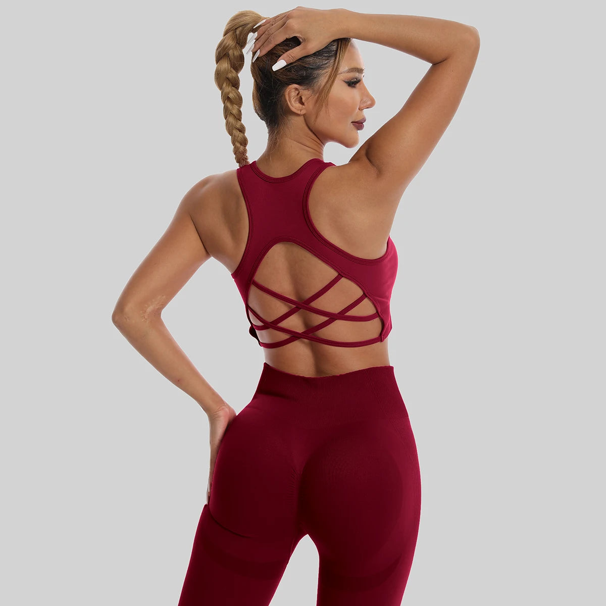 Seamless High Waist Leggings & Sports Bra Set – Women's Yoga, Gym, Workout Tracksuit Outfit