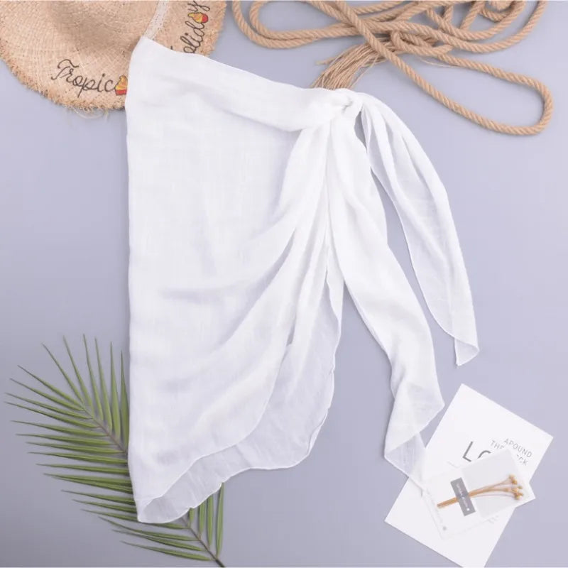 2024 Women's Luxury Bikini Cover-Up – Solid Mini Sarong Skirt, Beach Dress, Oversized Style